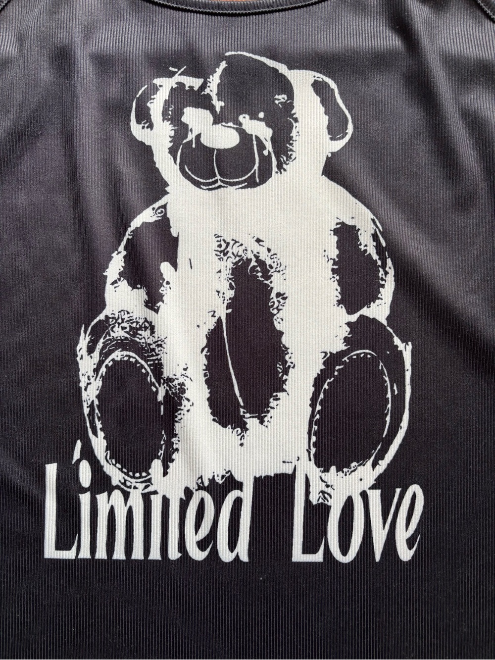 Black Ribbed “Limited Love” Romper Stretchy Streetwear | Size XL - Picture 10 of 13